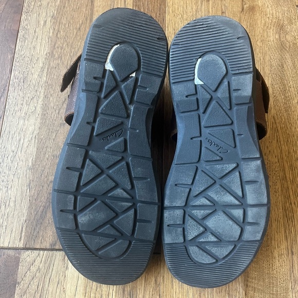 Clarks Men's Hapsford Creek Sandals Brown‎ Tumbled Leather Sz 10.5 Outdoor Beach - Picture 8 of 13